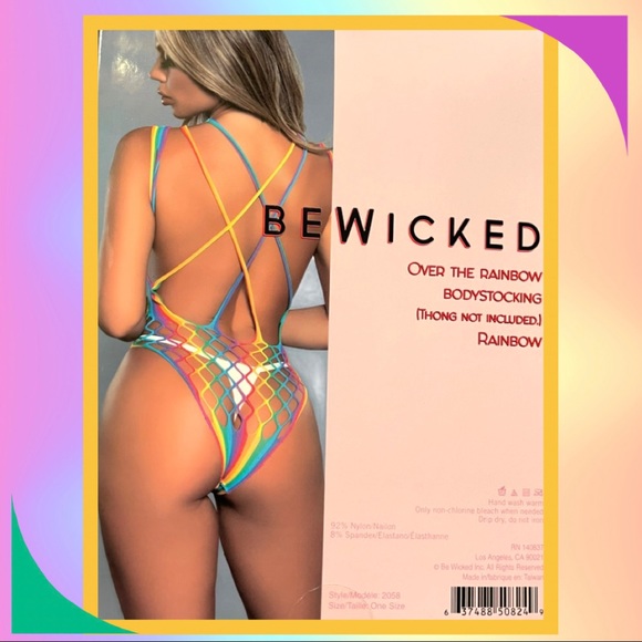 Over the Rainbow Criss Cross Fishnet Thong Cut NWT - Picture 5 of 7